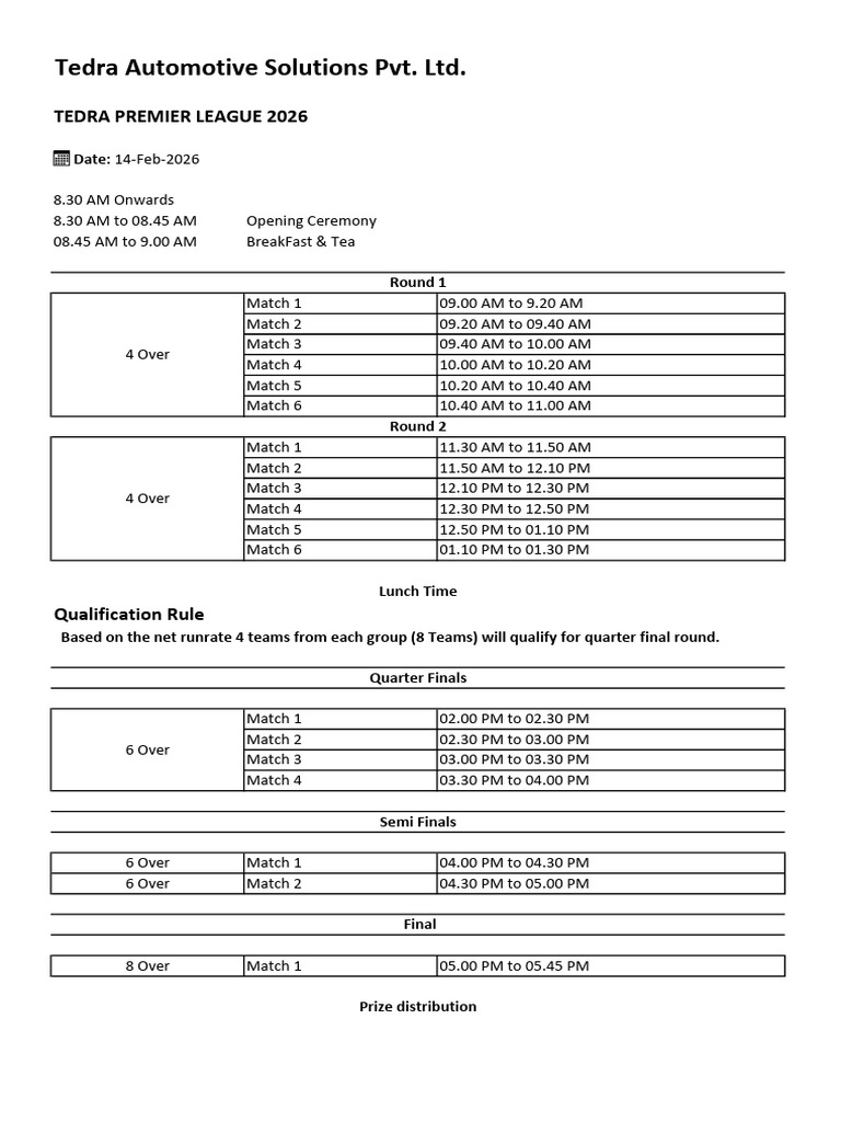 TPL Full Day Time Table | PDF