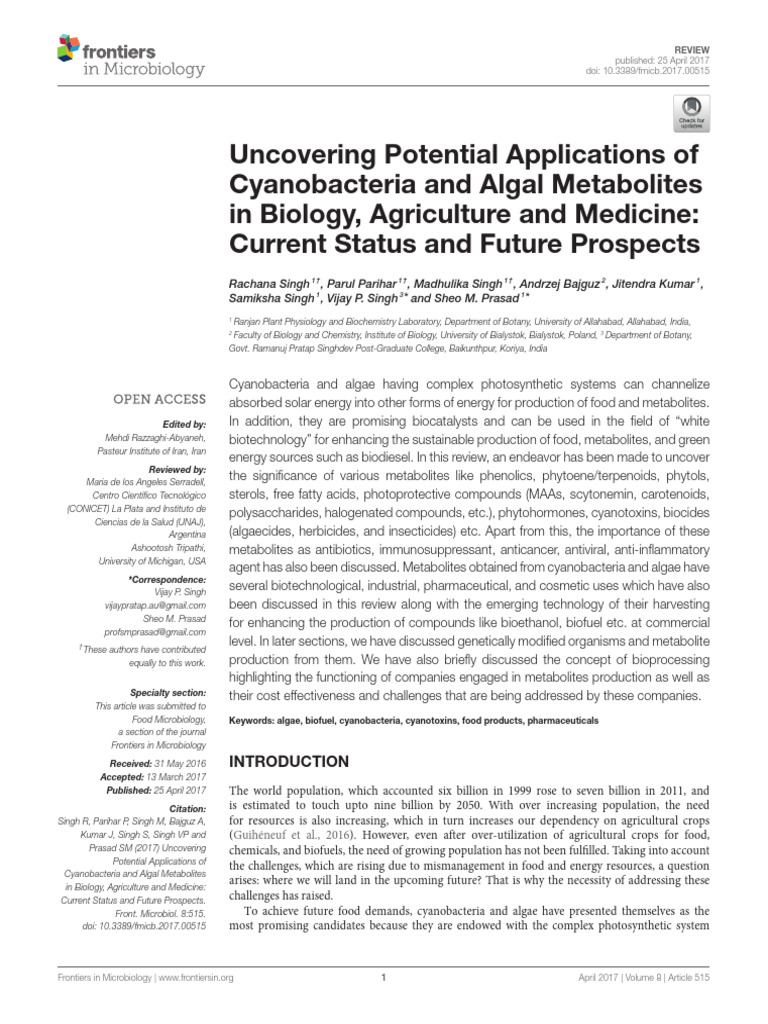 Uncovering Potential Applications of Cyanobacteria | PDF | Lipid ...