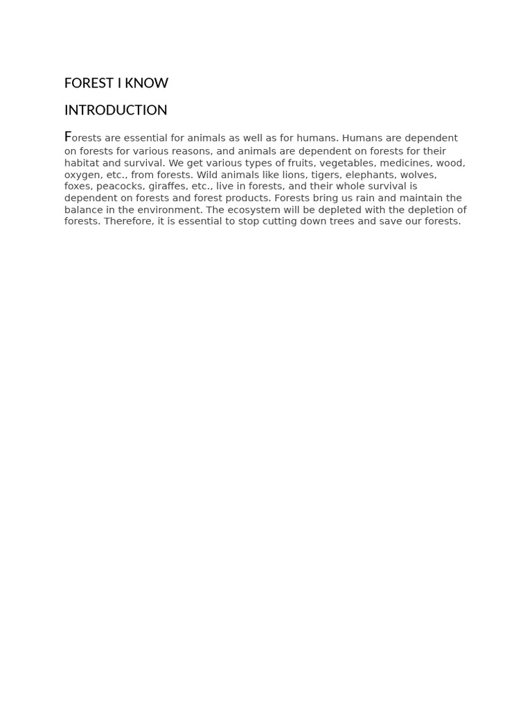 Forest I Know | PDF