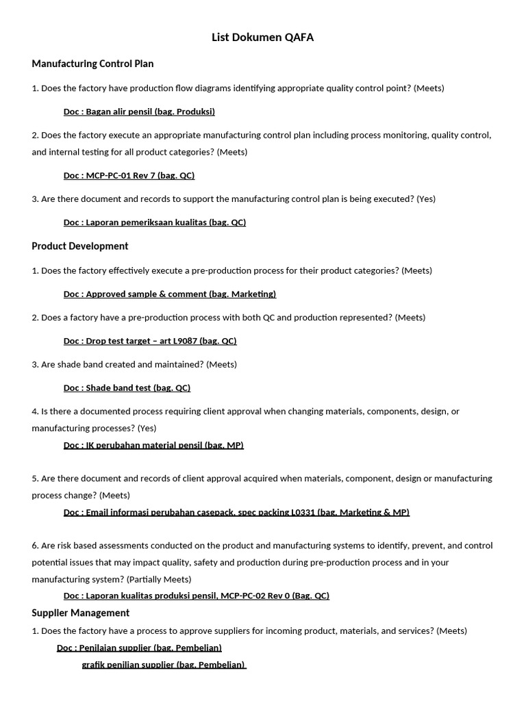 List Dokumen QAFA MASTER | PDF | Pencil