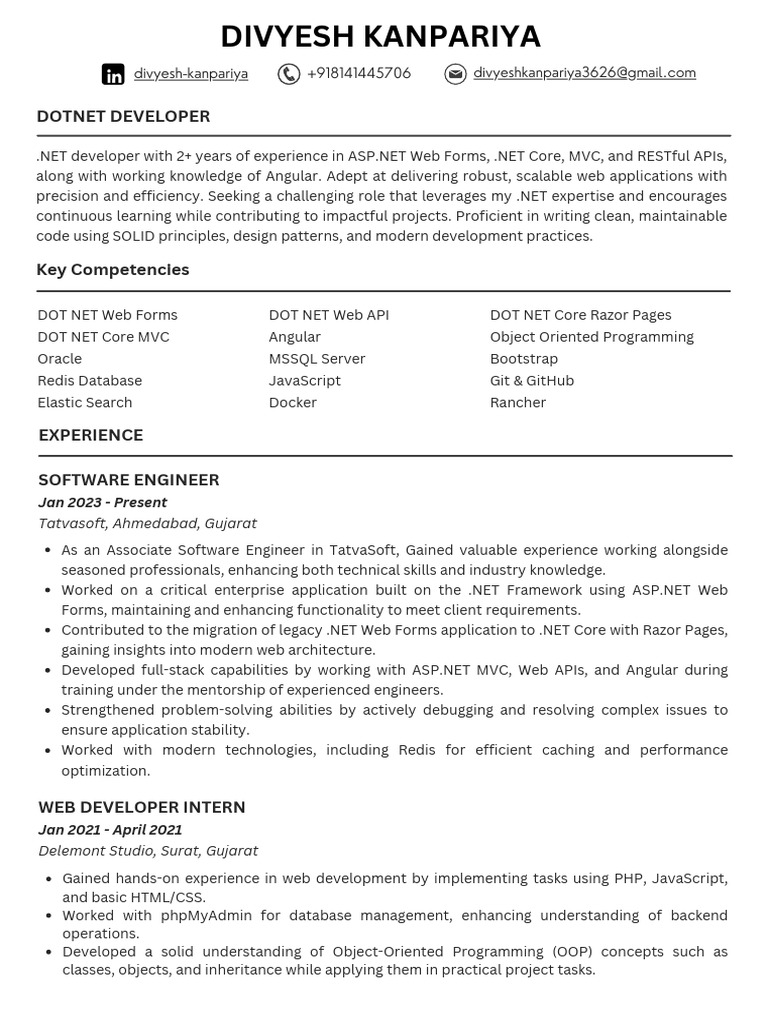 Divyesh Kanpariya Resume | PDF | Information Technology Management ...