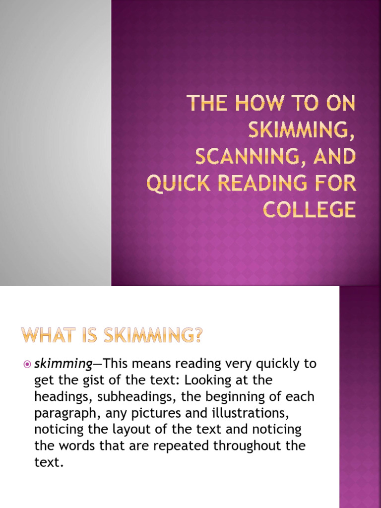 Speed Skim and Reading (1) - Compressed | PDF | Speed Reading | Writing