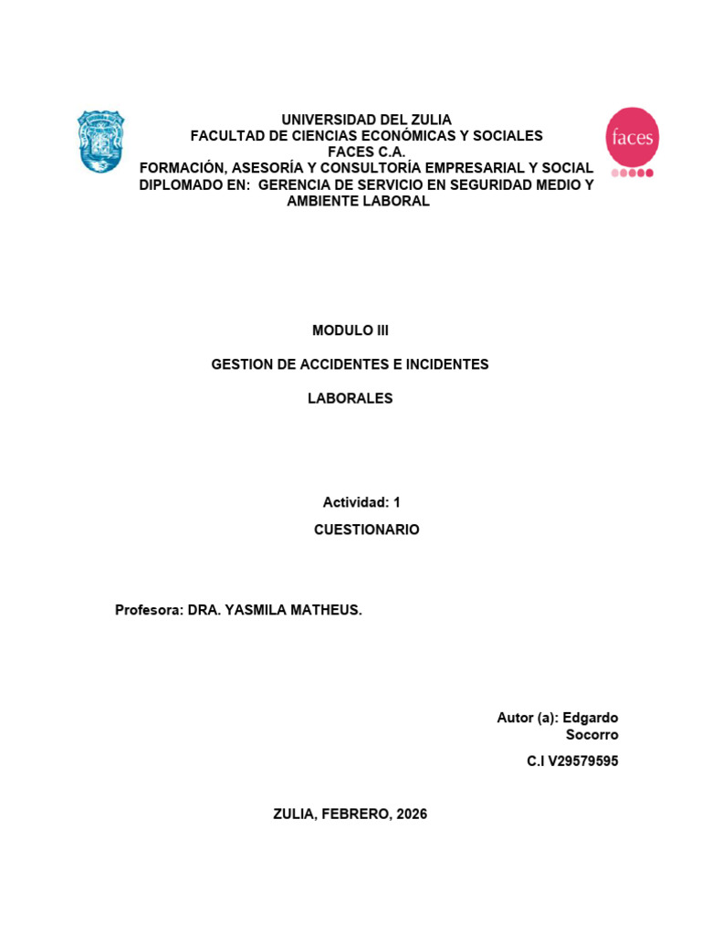 Actividad 1 Modulo 3 | PDF | Seguridad y salud ocupacional