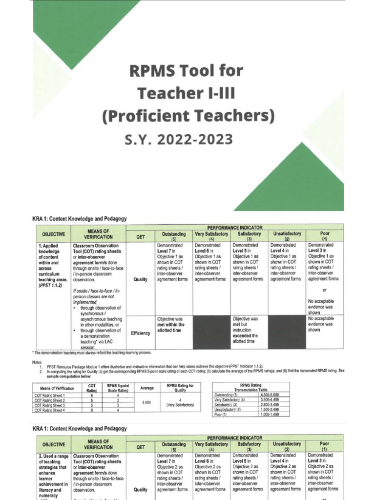RPMS Ipcrf 2022 2023 | PDF
