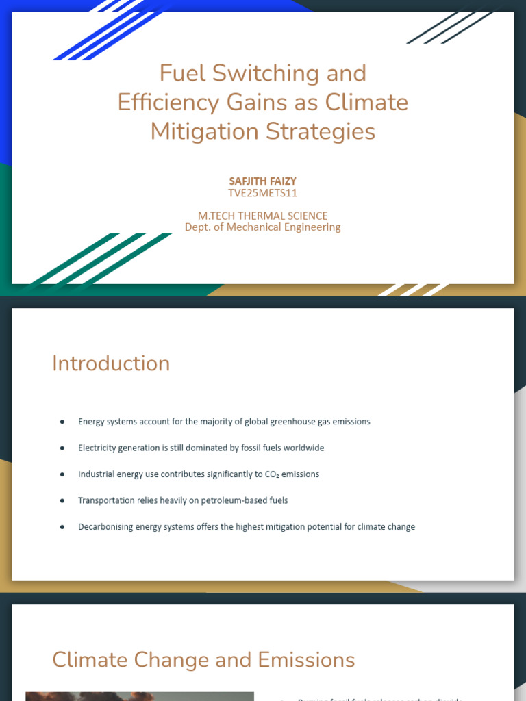 Fuel Switching and Efficiency Gains As Climate Mitigation Strategies ...