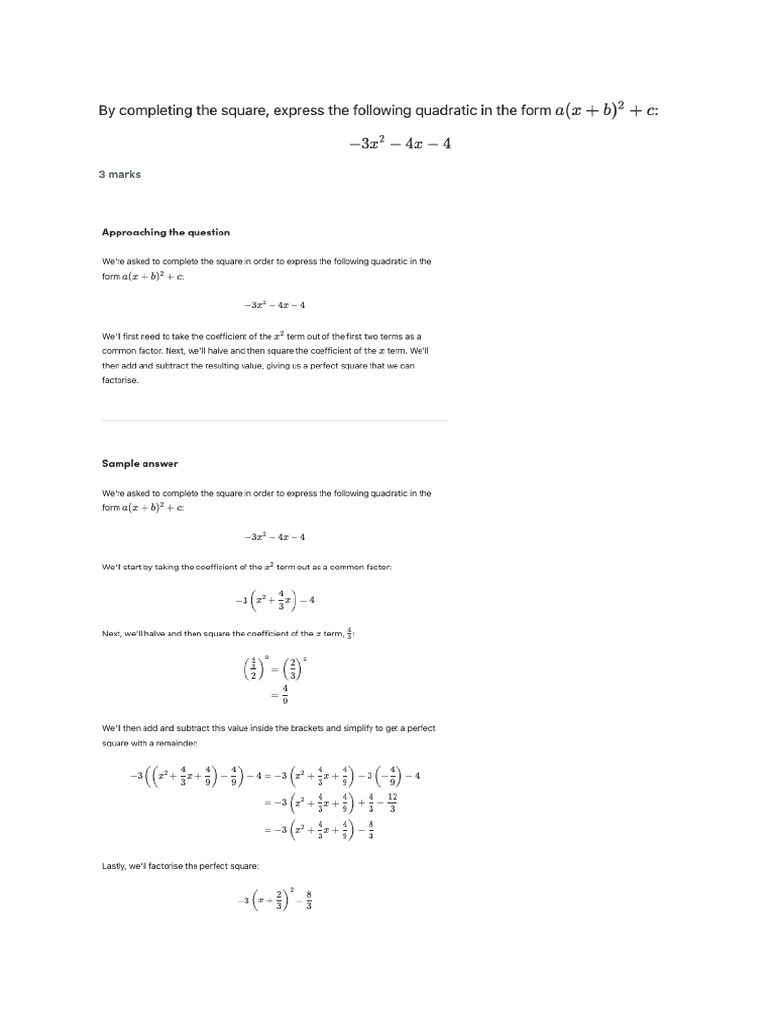 Completing Square | PDF