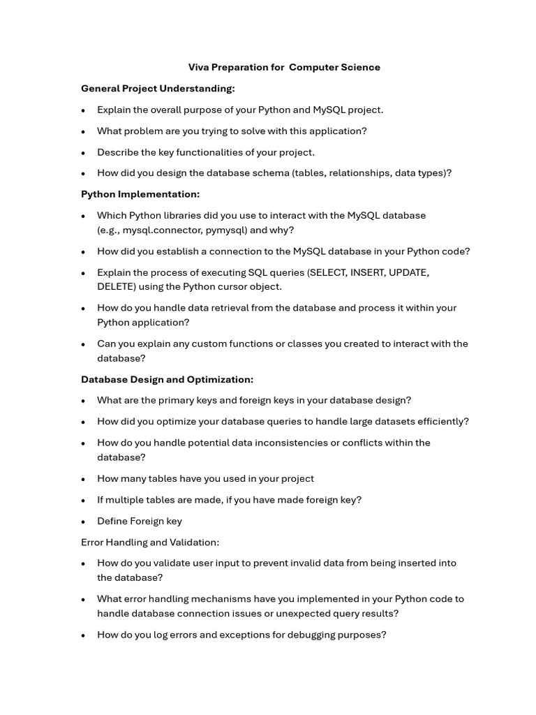 Viva CS 2025 | PDF | Parameter (Computer Programming) | Databases