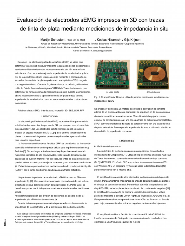 (Esp) Valuating 3D Printed SEMG Electrodes | PDF | Impedancia eléctrica ...