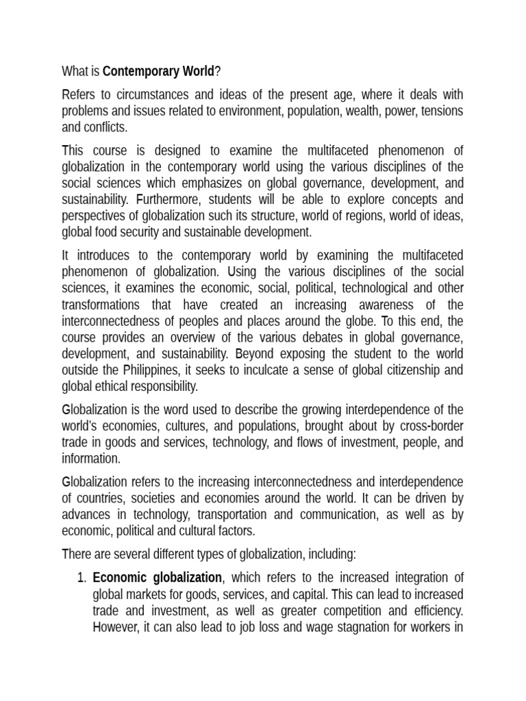 Globalization and Types of Globalization | PDF | Globalization ...