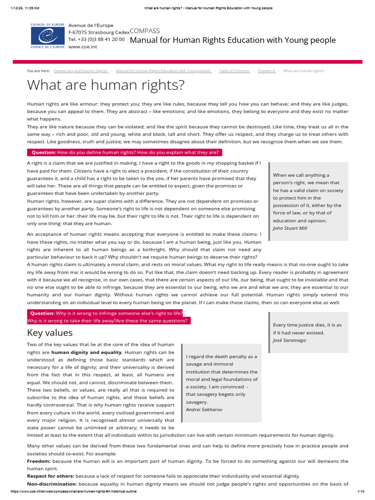 What Are Human Rights - Manual For Human Rights | PDF | Human Rights ...
