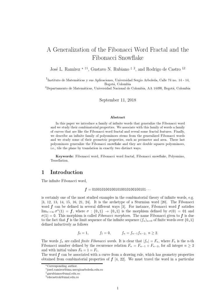 A Generalization of The Fibonacci Word F | PDF | Sequence ...