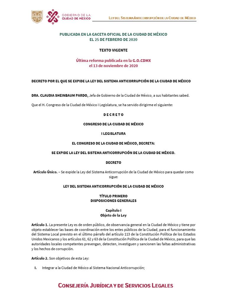 Ley Del Sistema Anticorrupción de La CDMX | PDF | Responsabilidad | México
