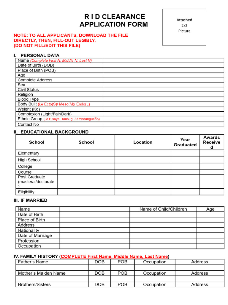 r2 Clearance Form (As of Year 2025) - 1 | PDF
