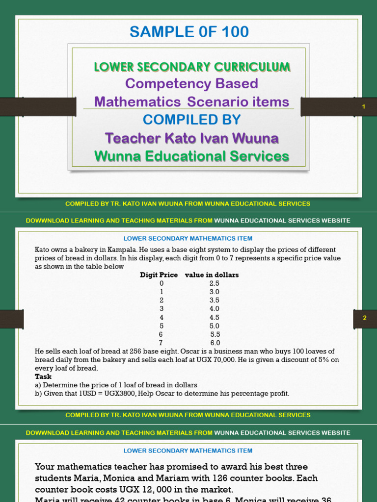 LSC Maths Scenario Items Sample | PDF | Loyalty Program | Teachers