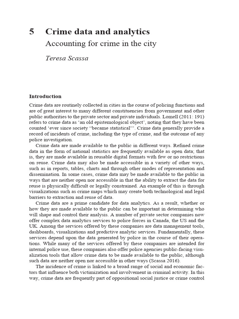 Scassa - Crime Data and Analytics | PDF | Crimes | Crime & Violence