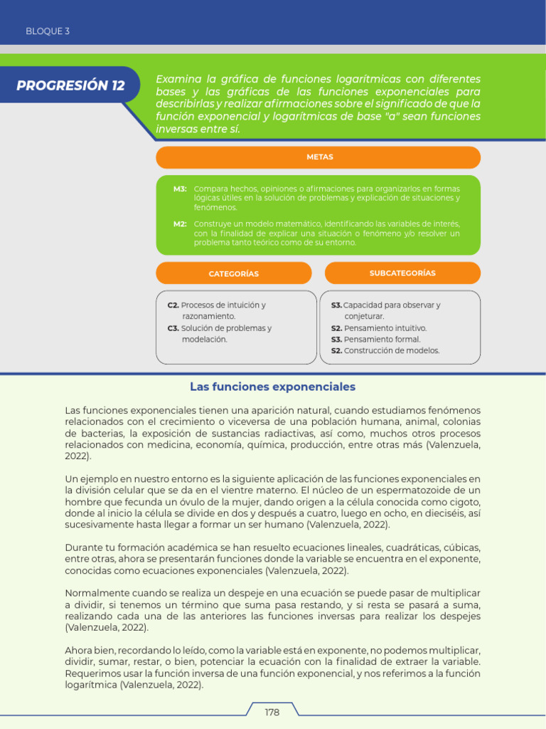 Progresión 12 | PDF | Logaritmo | Funcion exponencial