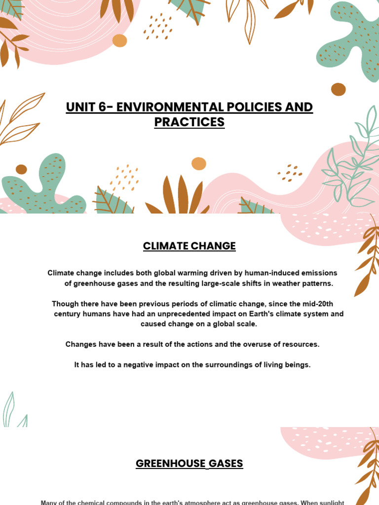 Unit 6 - Environmental Policies and Practices | PDF | Greenhouse Effect ...
