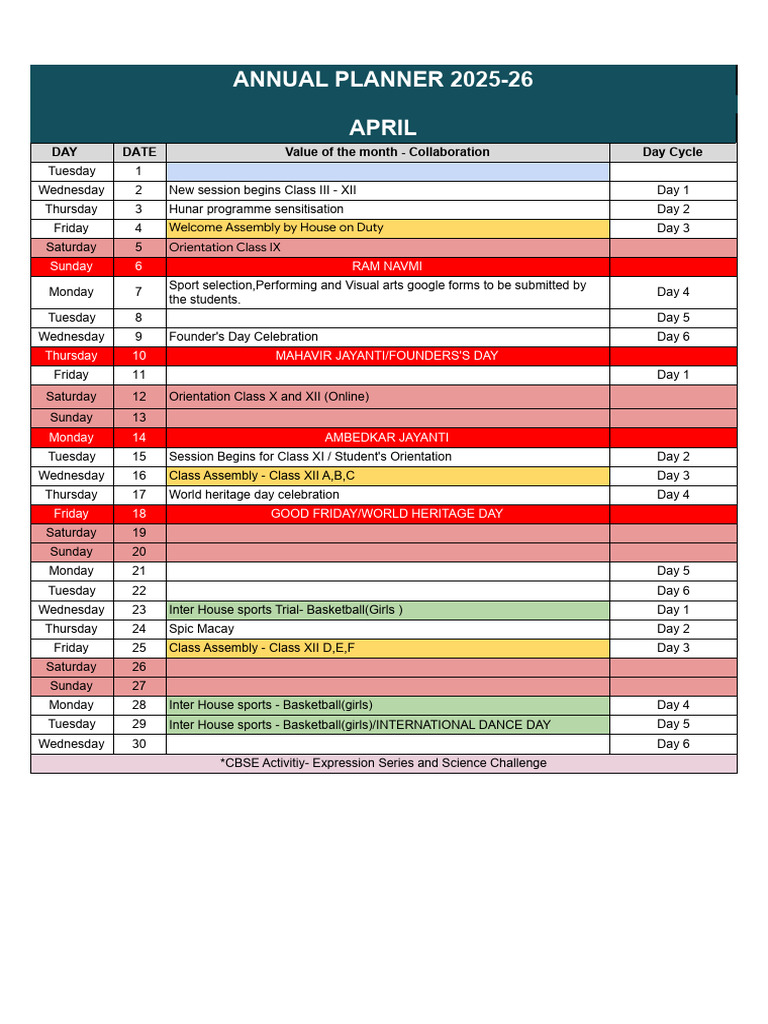 Student - Senior Academic Planner 2025-26 | PDF