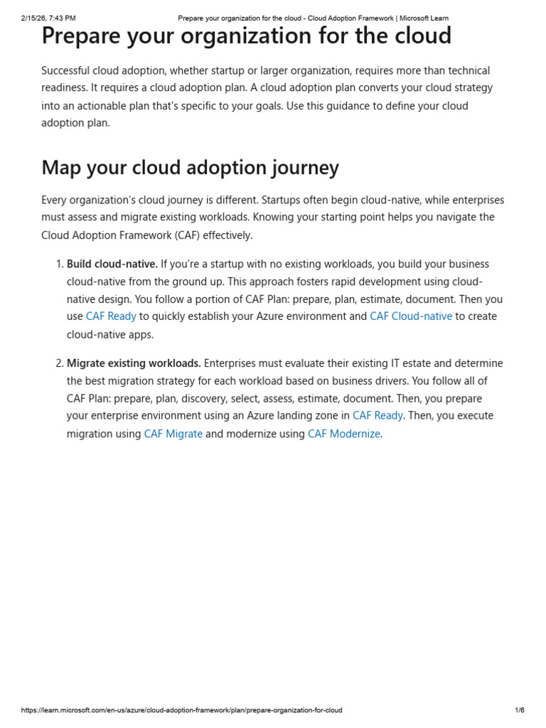 Prepare Your Organization For The Cloud - Cloud Adoption Framework ...