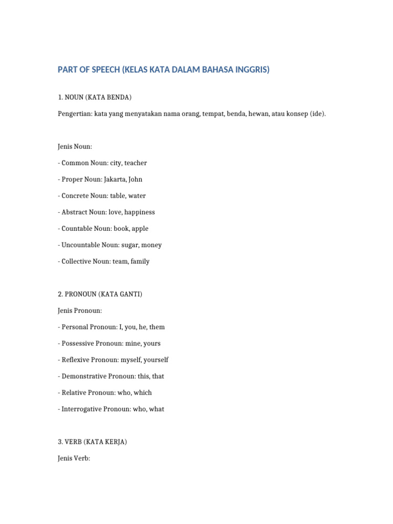 Part of Speech Materi | PDF