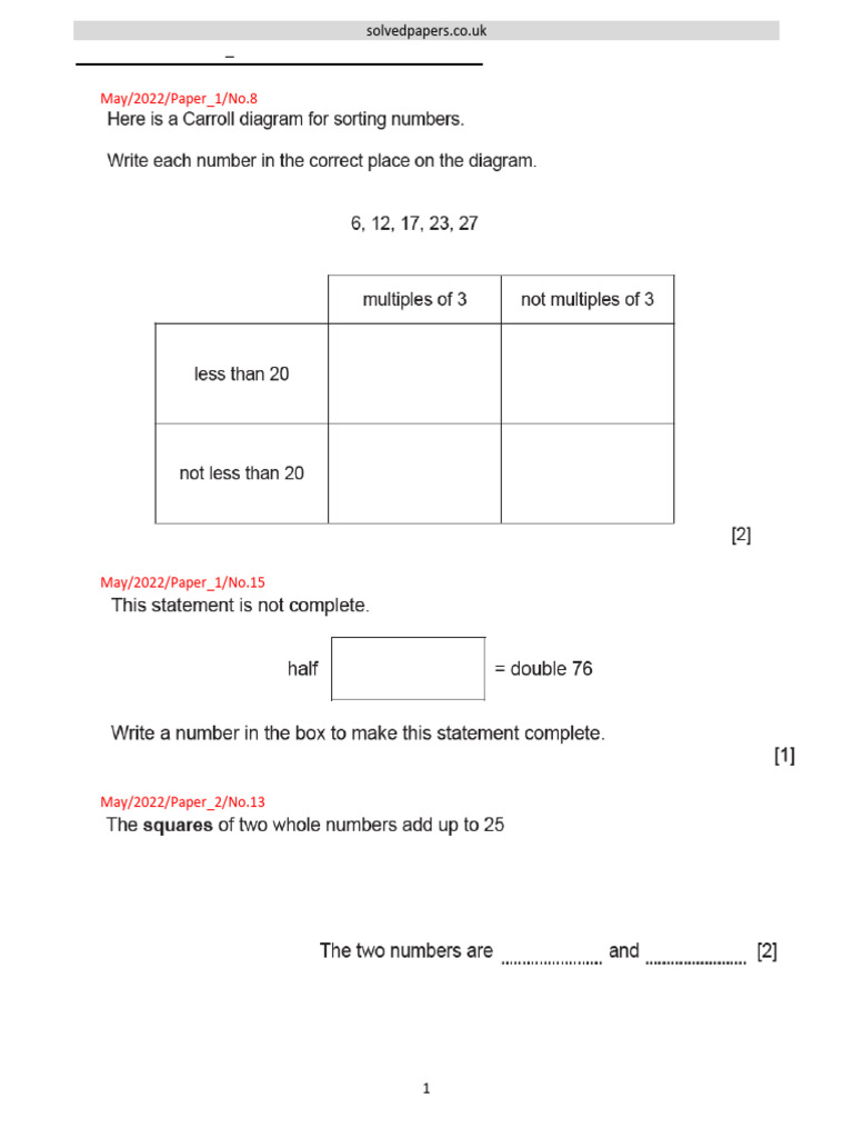 2022 17 Integers and Powers Checkpoint Primary Mathematics | PDF ...