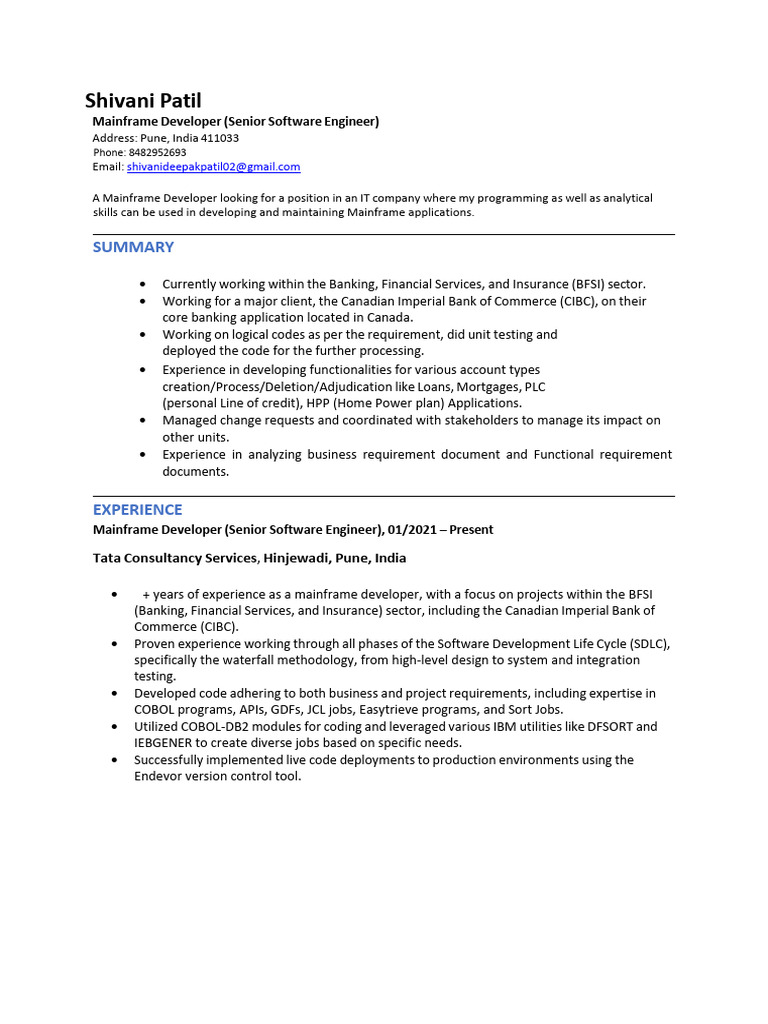 Shivani - Patil - Resume Final | PDF | Ibm Db2 | Computing