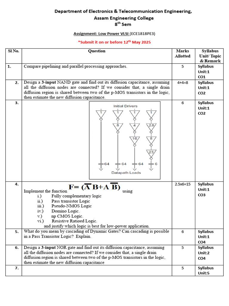 Assignment For Low Power VLSI | PDF | Cmos | Logic Gate