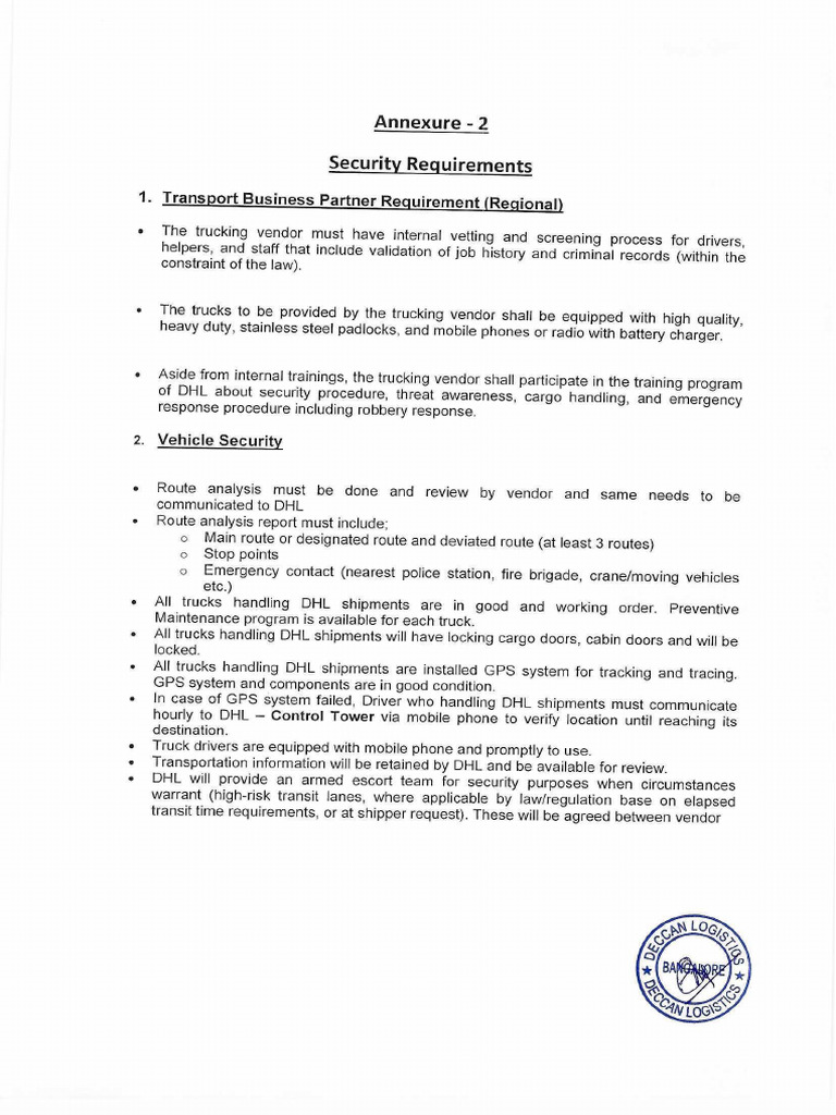 DHL - Security Requirements | PDF