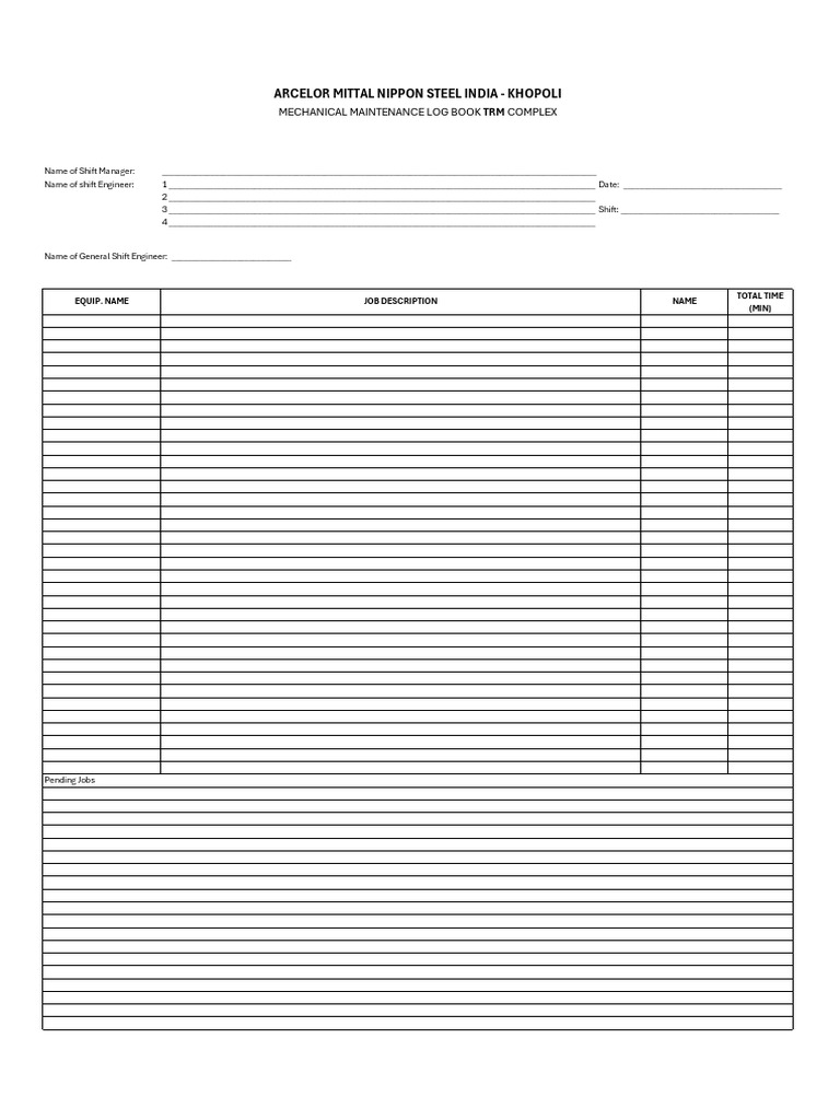 Mech Logbook 1st Page | PDF