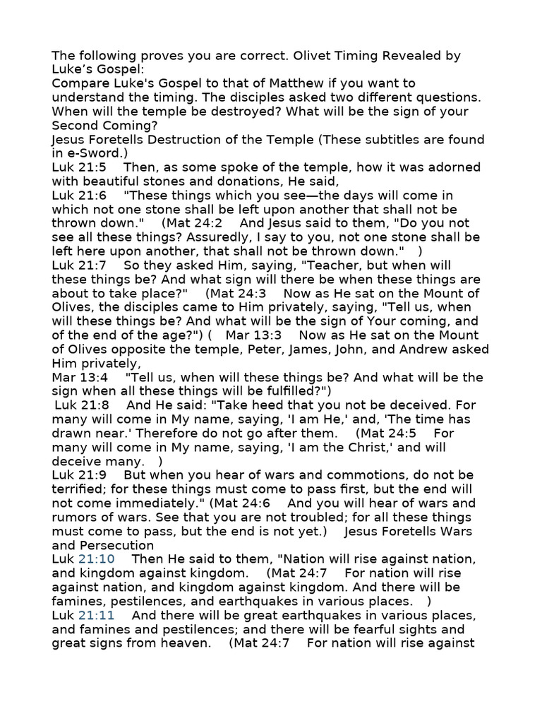 Olivett Scripture Proof Sls | PDF | Jesus | Gospel Of Matthew