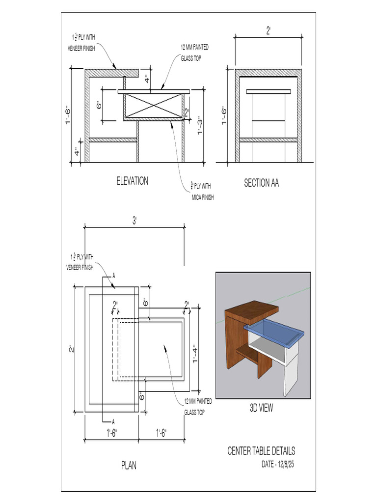 Home Center Table Details-Model | PDF