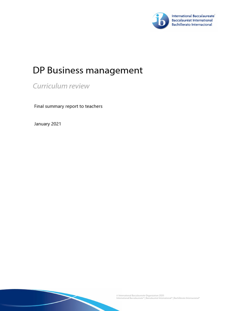 Curriculum - Review - Report - Business Management - en - 2021 | PDF ...