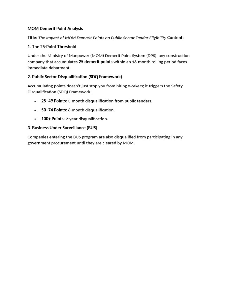 A MOM Demerit Point Analysis | PDF