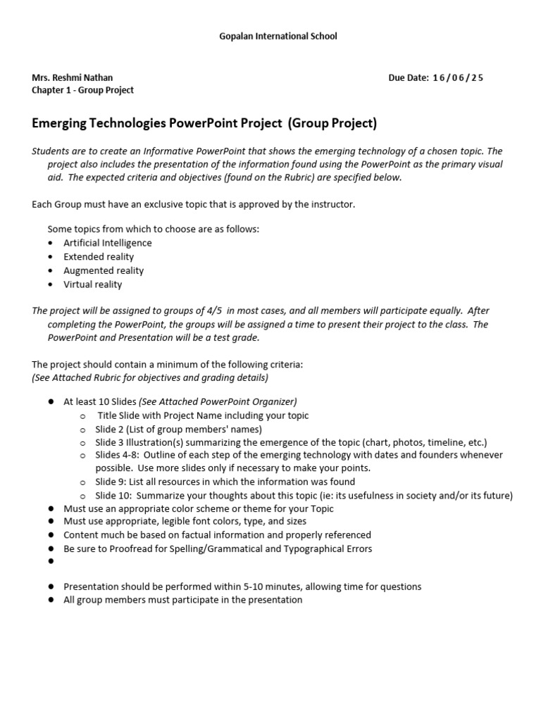 Chapter1 GroupProject Instructions | PDF | Typography | Microsoft Power ...