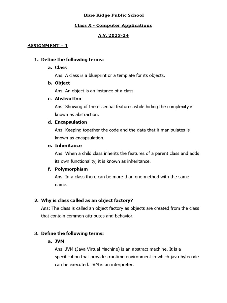 Assignment 1 16-06-23 | PDF | Java Virtual Machine | Java (Programming ...