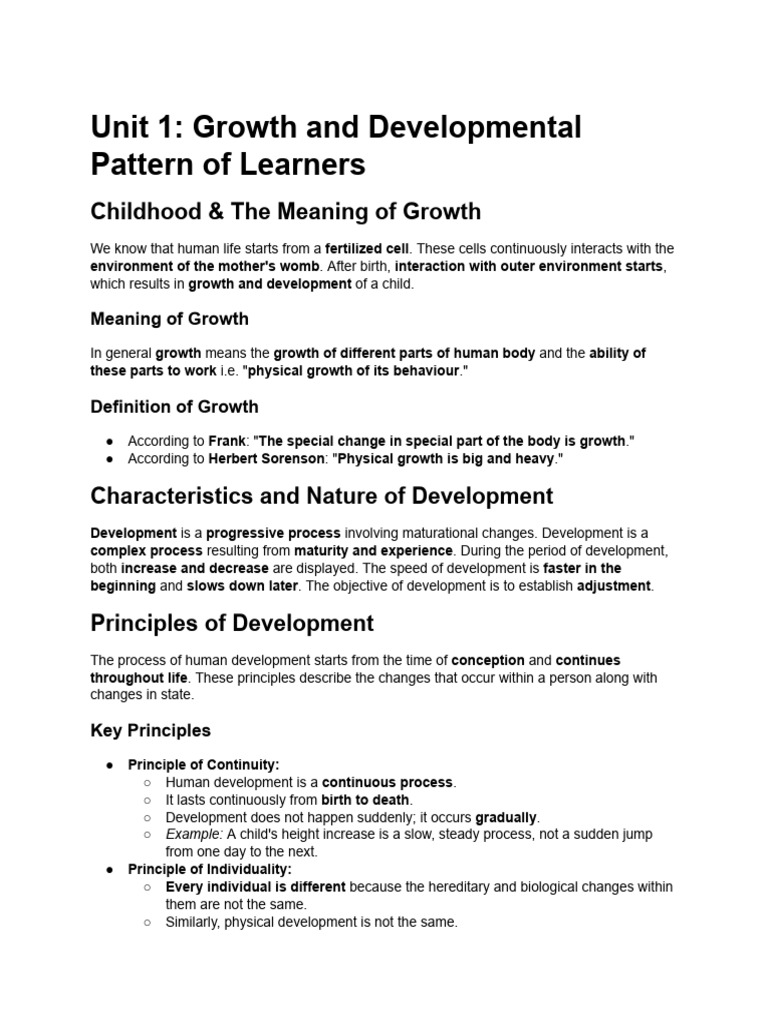 Unit 1 - Growth and Developmental Pattern of Learne.. | PDF | Cognitive ...