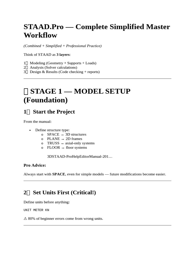 STAAD - Pro - Complete Simplified Master Workflow | PDF | Mechanical ...