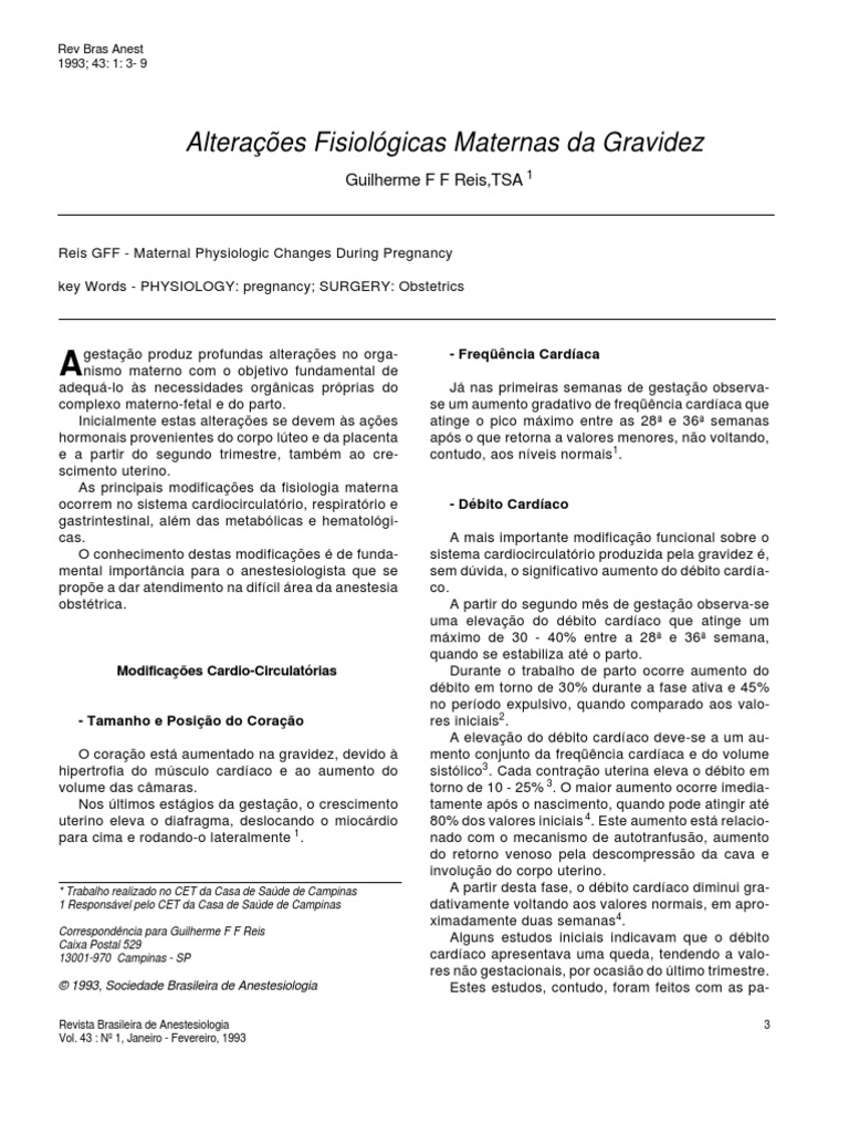 Alterações Fisiológicas Maternas Na Gravidez | PDF | Gravidez | Parto