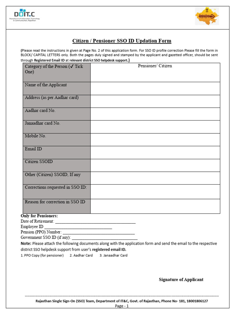 Sso Id Form | PDF | Password | Identity Document