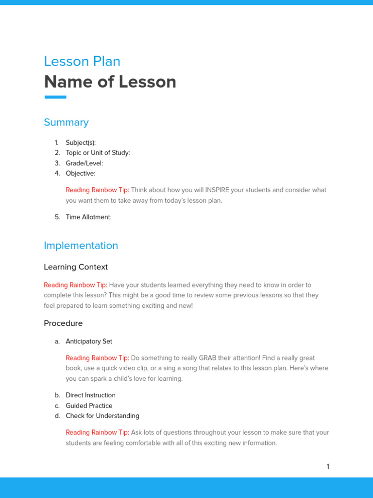 Lesson Plan | PDF | Lesson Plan | Learning