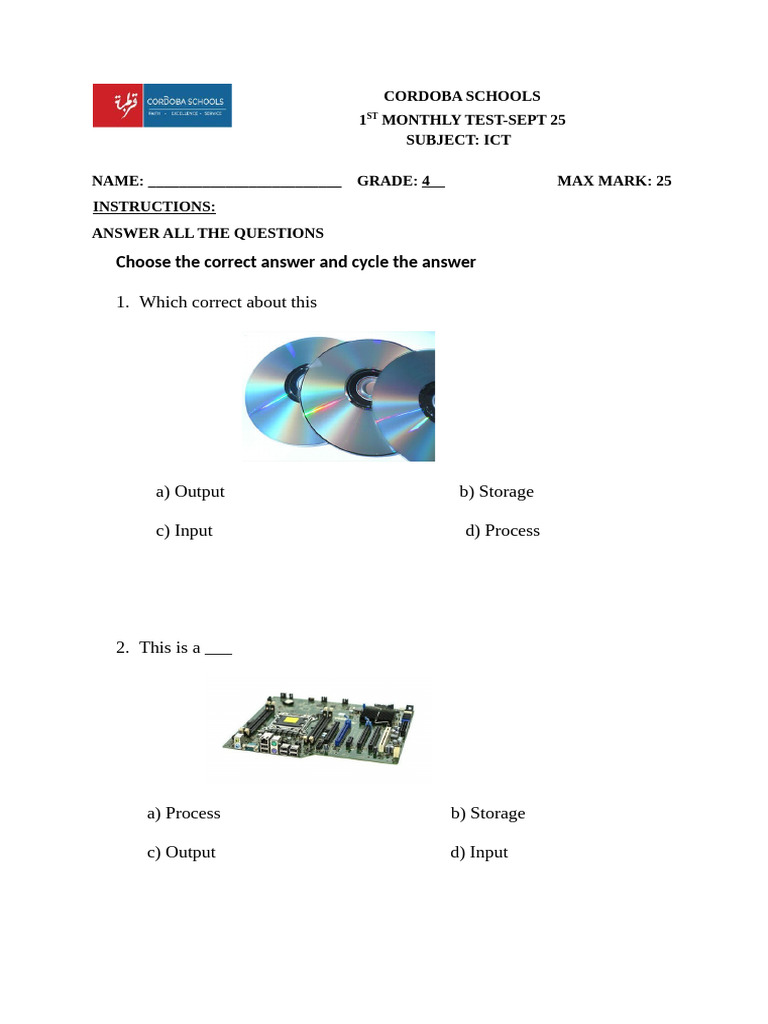Grade 4 Mnthly Test | PDF