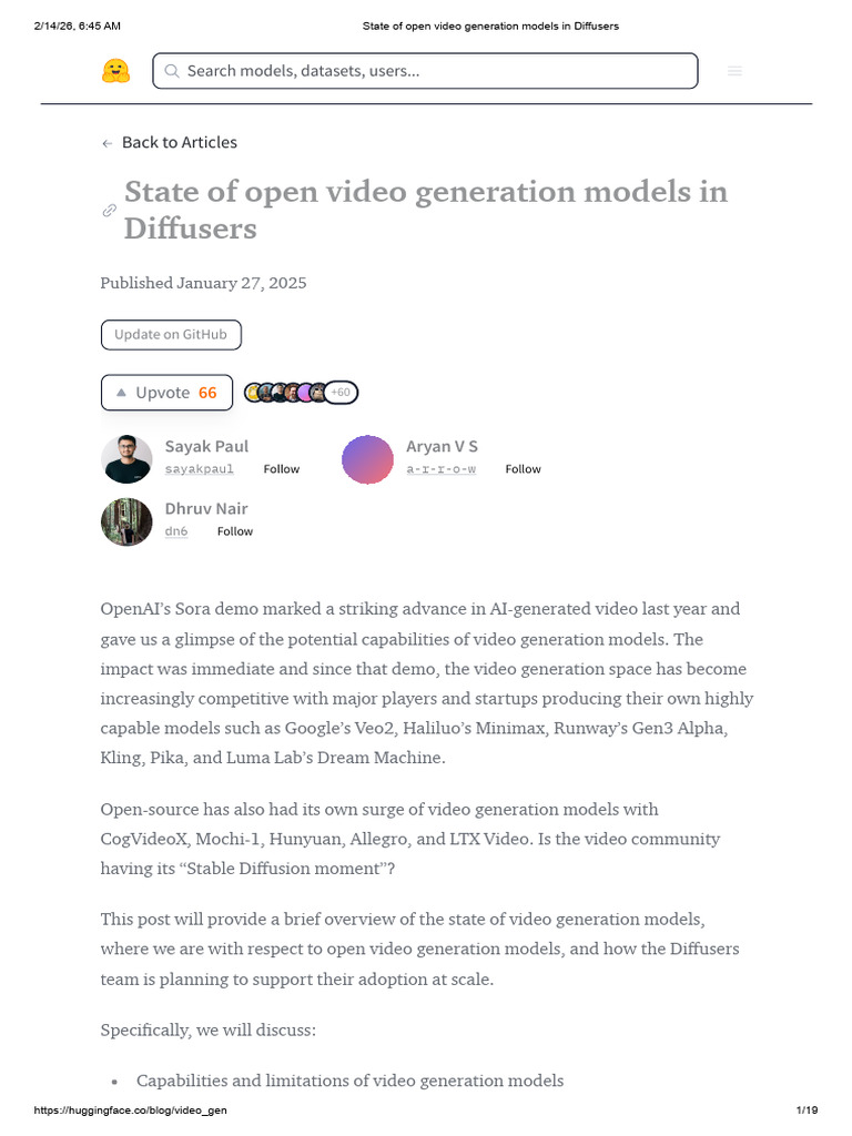 State of Open Video Generation Models in Diffusers | PDF | Video | Data ...