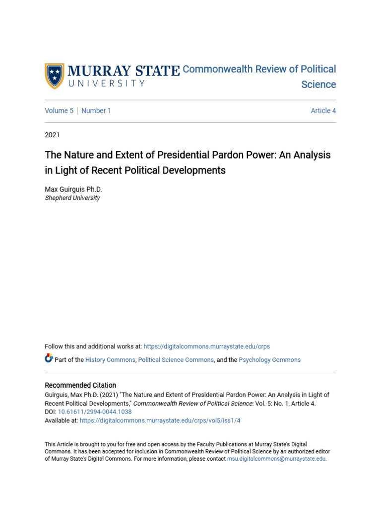 The Nature and Extent of Presidential Pardon Power | PDF | James Comey ...