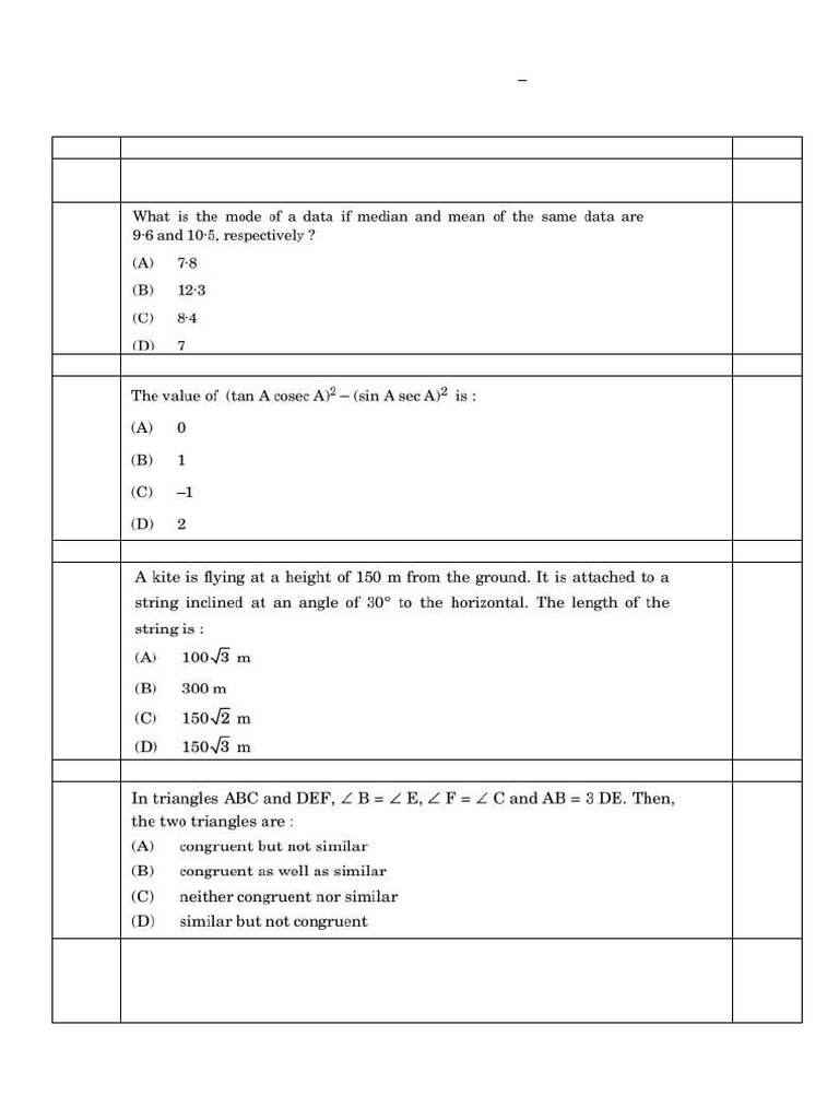 Mathematics Standard Mock Paper 06 Answers | PDF | Mathematical Objects ...