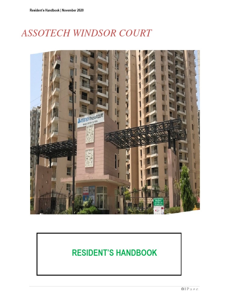 2021021106 Resident Rule Handbook AWC | PDF | Elevator | Parking