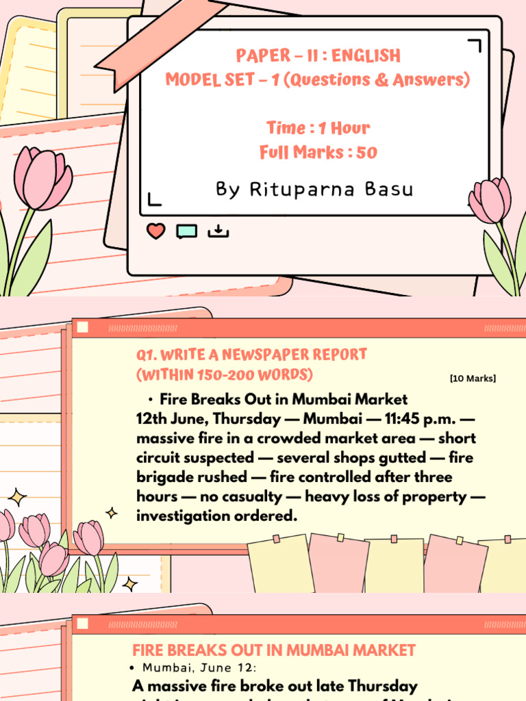 Paper Ii: English Model Set 1 (Questions & Answers) Time: 1 Hour Full ...