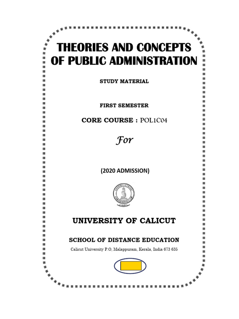 I - Theories & Concepts of Public Administration | PDF | Public ...