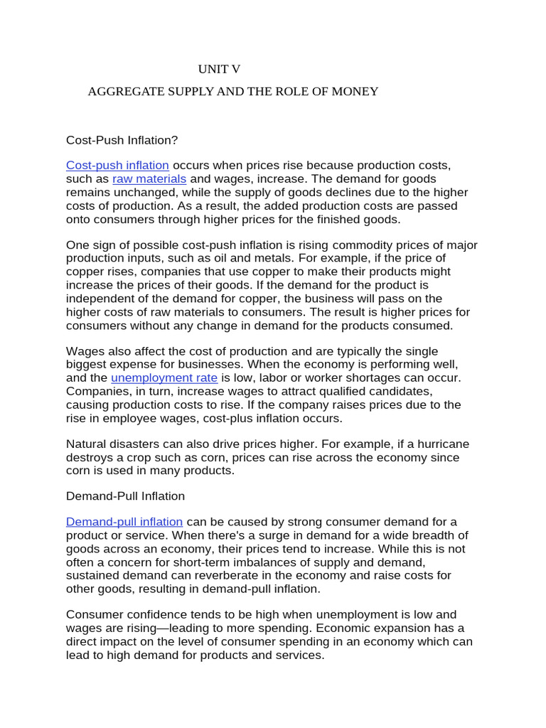 UNIT V ME Notes | PDF | Monetary Policy | Inflation