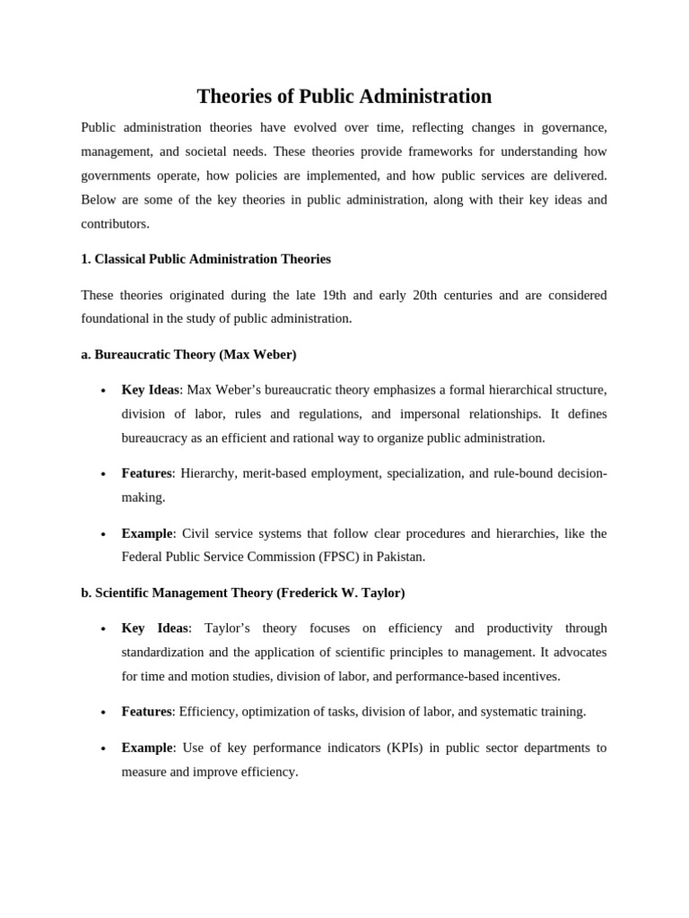 Theories of Public Administration | PDF | Public Administration ...