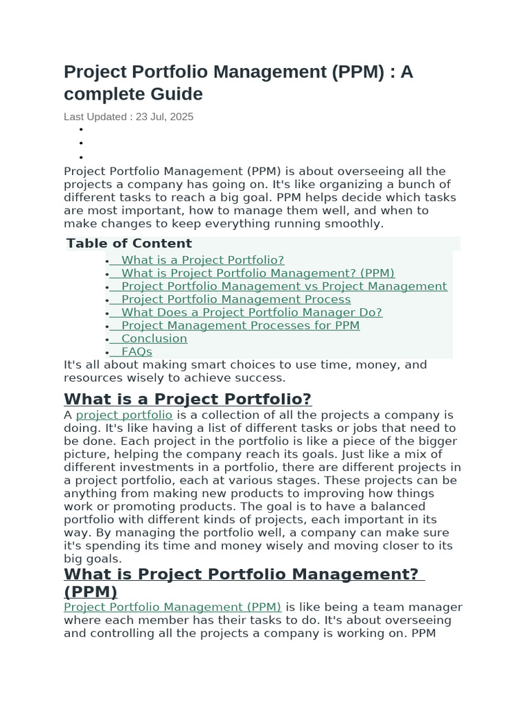 Project Portfolio Management | PDF | Project Management | Feasibility Study